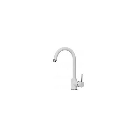 Elleci, Miscelatore Trail Plus Granitek, Bianco Soft, Monocomando con Canna Girevole e Doccetta Estraibile