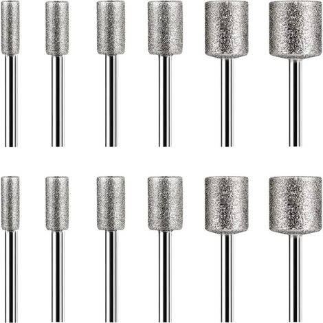 Juego de 12 brocas de diamante para piedra, vidrio, cerámica y herramientas rotativas, de 4, 5, 6, 8 y 10 mm. (1/4)