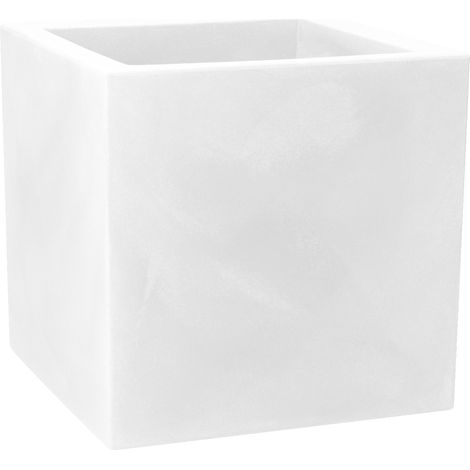 Vaso cubico resina MOMUS cm. 35 BIANCO (1/2)