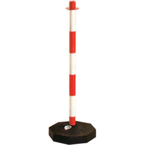 10PZ COLONNA SEGNALETICA BIANCOROSSA CATENA PLASTICA H 90 CM (1/2)