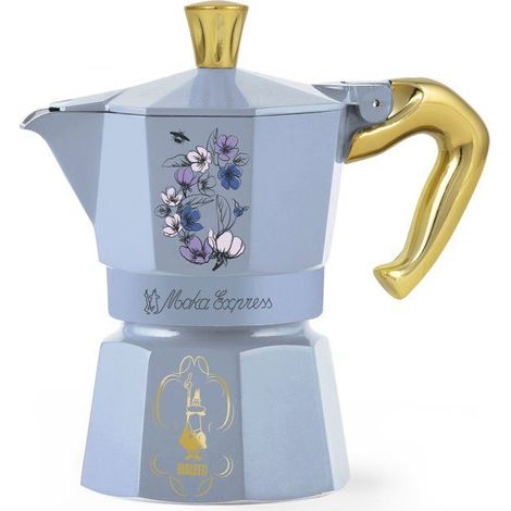Bialetti Moka Express 3 Tazas Negro Azul Oro Violeta Amarillo
