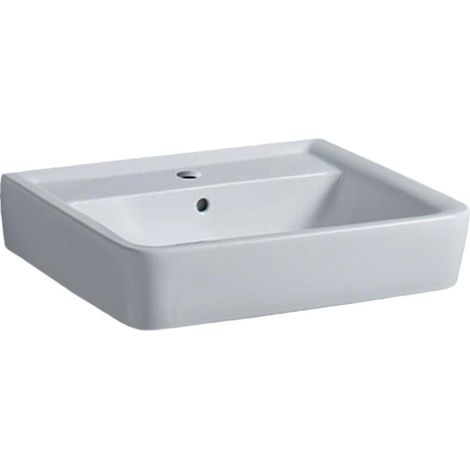 [JAMAIS UTILISE] Geberit – Vasque à poser céramique blanc 600x480mm – Trop-plein intégré – Entraînement de fixation 28 cm – Gamme Renova