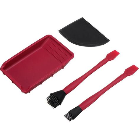 Kit de colle silicone 4 pièces brosse large/étroite avec grattoir plat et plateau de colle Kit de collage pour le travail du bois (1/5)