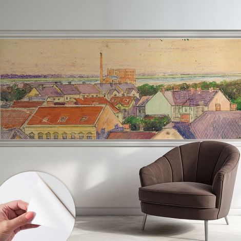 Tapete Selbstklebend - abwaschbar - Tapete mit Motiv - trendige Wanddeko - elegant Fototapete Stadthäuser 250x104 cm (1/5)