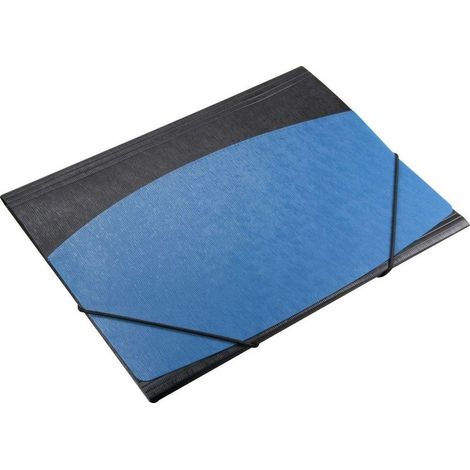 Carpeta A4 con banda elástica, textura de corteza negra y azul.