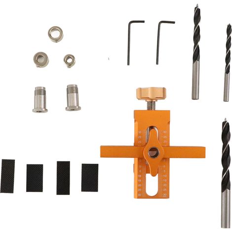 GARRYFIZH Gabarit de positionnement pour porte d'armoire en alliage d'aluminium, à positionnement rapide, nivellement, perçage et montage, pour panneaux de 5,8 à 40,8 mm (0,23 à 1,61 po), orange (1/2)