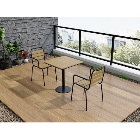 Lot de 2 chaises de jardin empilables en polywood et métal - Noir - LYLIOS de MYLIA (1/4)