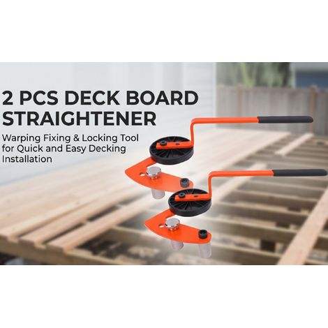 Redresseur de lames de terrasse en 2 pièces, outil de fixation et de verrouillage pour une installation de terrasse rapide et facile, couleur orange. (1/5)
