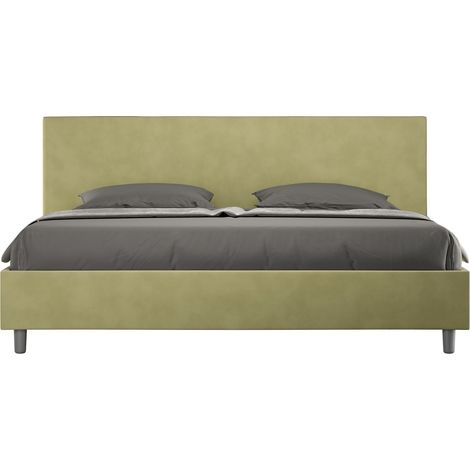 Letto contenitore imbottito 180x190 microfibra tè verde Adele (1/4)