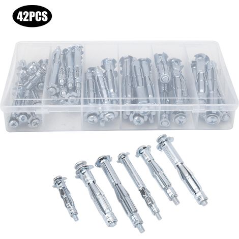 Kit de 42 vis à expansion M4M6 pour plaques de plâtre, accessoire d'outillage à main pour l'industrie