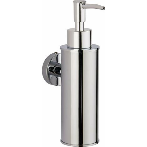 royaluxe - Distributeur de savon mural en acier inoxydable 304 pour salle de bain, cuisine, décoration d'intérieur (rond, chromé) (1/5)