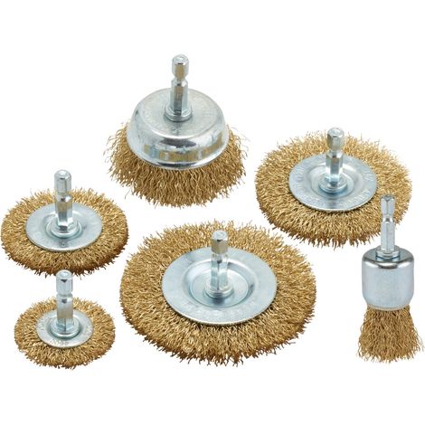 Draper Brassed Steel Crimped Wire Brush Set – 6-Piece Heavy-Duty Brass Wire Cleaning and Surface Preparation Kit (1/2)
