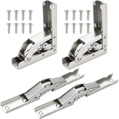 AIDUCHO 4 piezas de bisagras plegables de 90 grados, bisagras de acero inoxidable de superposición completa para puertas de armarios de cocina, bisagras invisibles con 16 tornillos para puertas de arm (1/5)