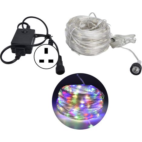 Cordon lumineux LED cuivre 164ft 400LED basse tension étanche décoration jardin fête Noël fiche UK 100-240V multicolore (1/5)