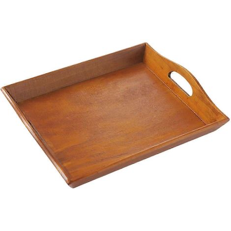 Dekoratives rechteckiges Serviertablett aus Holz für Esstisch und Küche, gelb-Brown (1/5)