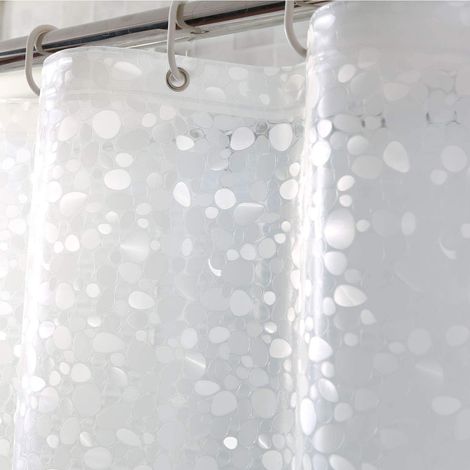 Duschvorhang 180 x 200 cm, 3D-transparentes EVA, schimmelresistent, wasserdicht, waschbar, mit 12 Ringen (1/5)