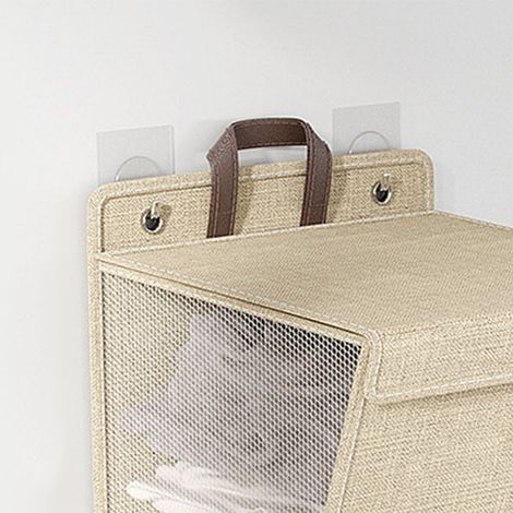 Nouvelle et excellente trouvaille : panier de rangement mural pliable et multifonctionnel pour vêtements (beige, taille moyenne) pour la maison et les dortoirs, grande capacité. (1/5)