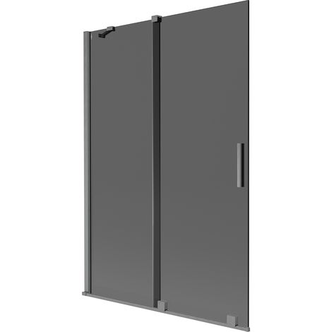 Mexen Velar Badewannenwand 2-flügelig verschiebbar 120 x 150 cm, grafit, gun gray gebürstet - 896-120-000-41-66 (1/2)