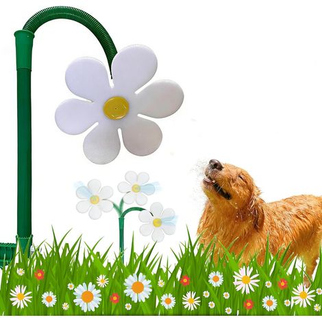 360° drehbarer Sonnenblumen-Gartensprenger, solarbetriebener Rasensprenger in Blumenform, Wasserspielzeug für Kinder und Hunde, Bewässerungssystem für Garten, Hof und Rasen, Weiß (1/5)