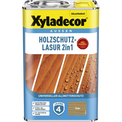 Xyladecor Holzschutz-Lasur 2in1, Universeller Allwetter-Schutz -Der Klassiker, Eiche, 4 l (1/5)