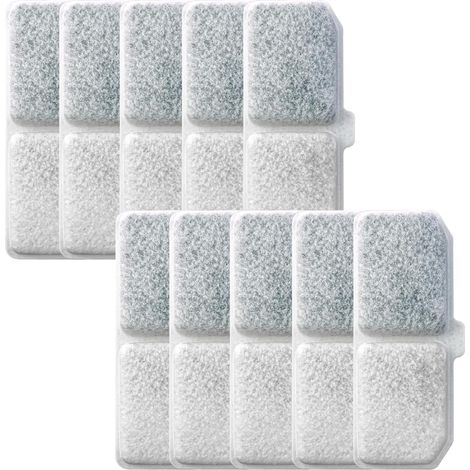 10 Piezas Filtros de bebedero para gatos,Filtro Triple De Algodón Resina y carbón activado,Filtros para 3,2L fuentes para mascotas,4,4 x 1,6 inch,Blanco (1/5)