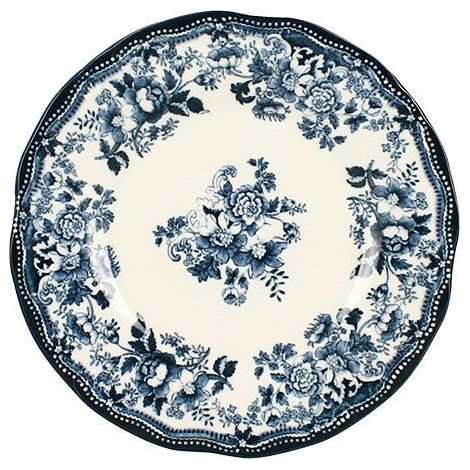 6 x assiettes plates FAUSTINE bleues - 20cm - Porcelaine - Novastyl