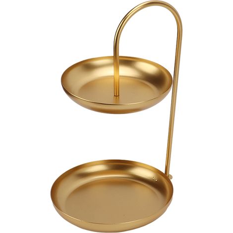 Plateau doré à double couche détachable, moderne et élégant, idéal pour les fruits et les en-cas, convenant aux salons, aux chambres et aux magasins. (1/5)