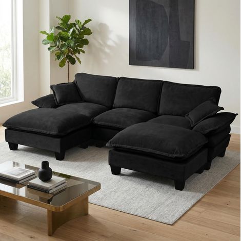divano divano modulare con ottomane chenille 263 cm OKMYHOME (1/5)