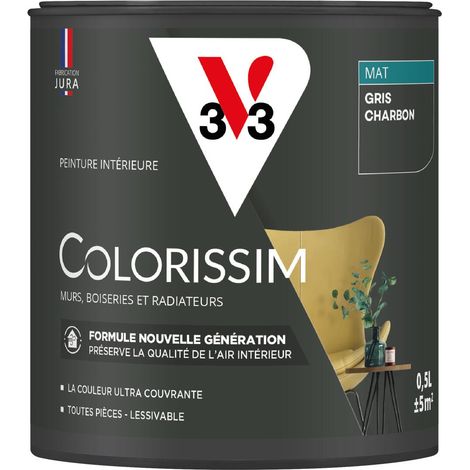 Peinture murale intérieure Colorissim® V33 Gris charbon Mat 0,5L (1/5)