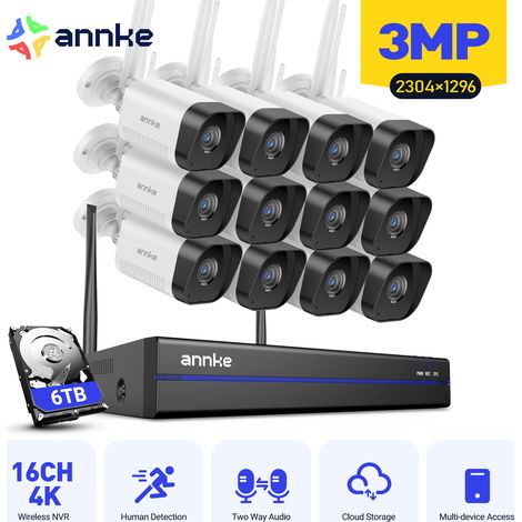ANNKE 3MP Wireless Surveillance Kit, 16CH WiFi Surveillance Cameras, Smart Human Detection,Night Vision, 6TB Hard Drive (1/5)