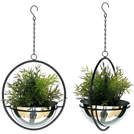 DanDiBo 2er Set Blumenampel Innen Metall Wand Hängepflanzen 53 cm 96087 M mit Topf Silber Pflanzenhänger Blumenhänger Topfhänger Blumen Blumentopfhänger Hängetopf (1/5)