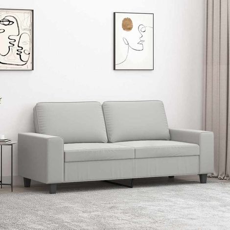 vidaXL Sofá de 2 plazas de tela de microfibra gris claro 140 cm (1/5)