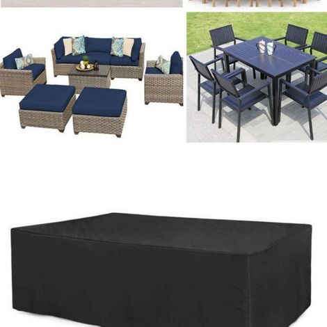 Telo copritavolo - Copertura per mobili da giardino - Rettangolare - Resistente all'acqua e alle macchie - Protezione per tavolo da pranzo all'aperto - Adatto per mobili e tavoli da giardino, esterni (1/5)