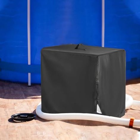 Bâche de pompe pour piscine hors sol 210D avec ventilation – Protection contre la pluie, la neige, les UV – Protection facile pour équipement d'extérieur, noir, 71 x 65 x 61 cm (1/5)