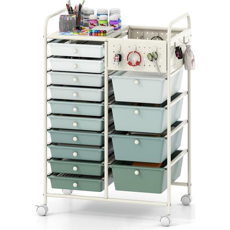 COSTWAY Carrello Portaoggetti Con 14 15 Cassetti Removable Carrello Organizzatore In Plastica Mobile Con Ruote Bloccanti Salvaspazio Ampio Piano In Metallo Pa (1/5)