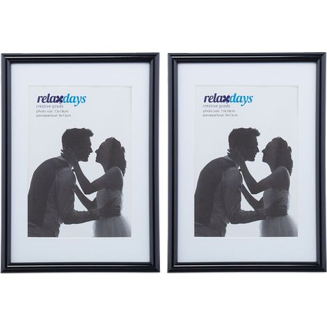 Set di 2 portafの写真 decorativi design intramontabile 19 x 14 x 2 cm in plastica nera 130009630