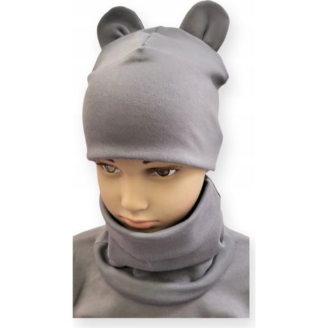 Set composto da cappello e sciarpa, set per bambini con orecchie, taglia 52-56, grafite (1/5)