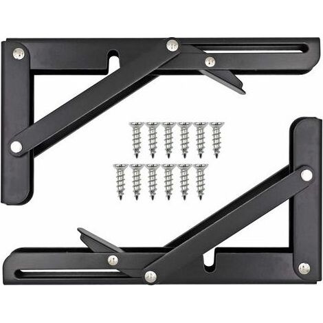 Équerre de fixation pliable en acier inoxydable – Charge lourde – Dimensions 20,5 x 10,8 cm – Pour étagères et établis (1/5)