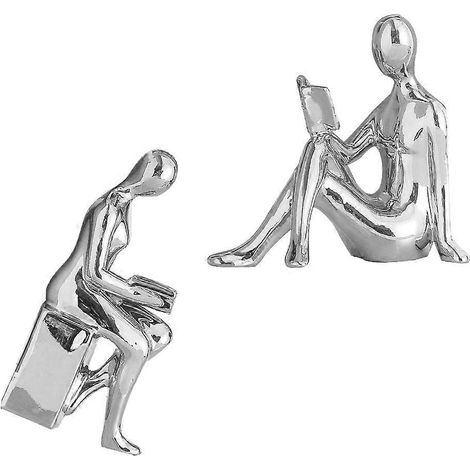 Abstrakte Leser-Dekorationsfigur aus Keramik, 1 Paar lesende Statuen (1/5)