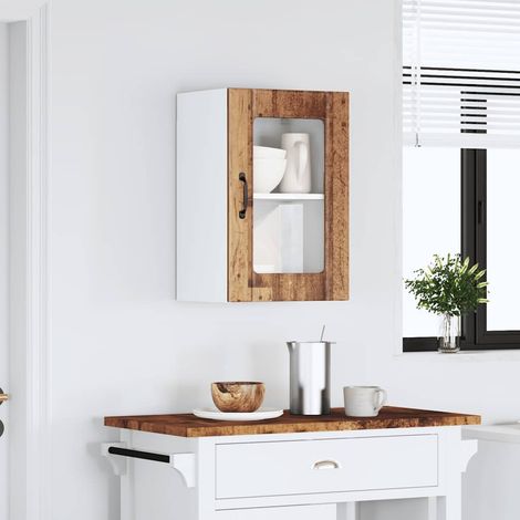 vidaXL Armario pared cocina puerta de cristal Lucca madera vieja (1/5)