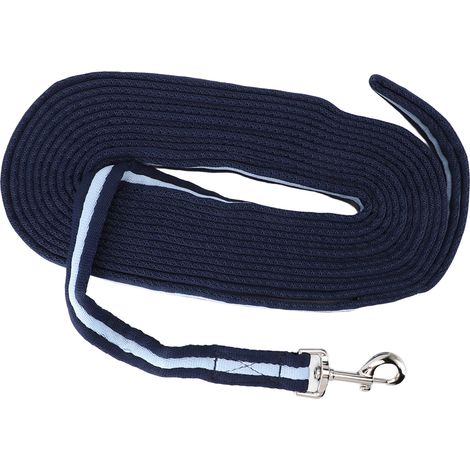Corde d'entraînement pour chevaux, bleu marine, 8 m (26,2 pieds), en polyester et acier inoxydable, pour mener un cheval à cheval. (1/5)