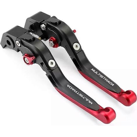 Manetas de embrague y freno plegables aplicables para motocicletas DUCATI Multistrada V2/S 1200/S/DVT/Enduro 1260 GT 950 MTS 1200S con manillar extensible (negro y rojo). (1/5)