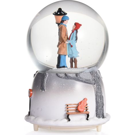 Boule à neige musicale lumineuse avec lumière colorée, globe en cristal pour couple, décoration de bureau et maison, type debout (1/5)
