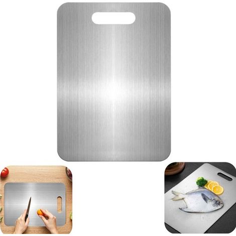 Planche à découper en métal 23 x 34 cm - planche double face lavable pour viande et légumes (1/5)