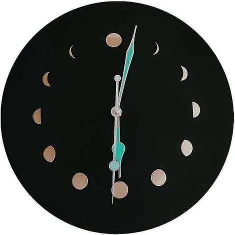 Horloge murale lumineuse, horloge murale en bois avec lune, horloge de maison pour vélo (1/2)