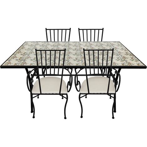 Axi Leonie Table Et Chaise Bistrot, 4 Chaises 1 Table, Ensemble Bistro Extérieur, Mosaique Bleu Mediterrannéen - Salon De Jardin Bistrot, Table Bistrot Pour Jardin/Balcon/Terrasse (1/5)