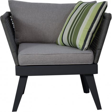 Gartenmöbel Lounge Sessel Gartenstuhl CUBA 87 x 73 x 73 cm grau mit Kissen Garten Terrasse Balkon (1/2)