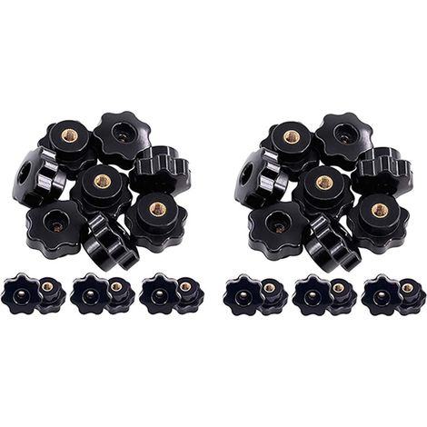 30 Pièces M6 étoile Bouton de Serrage écrou à Travers Le Trou Ensemble En Laiton Filetée Poignée Vis Sur Bouton Poignée En Plastique Noir (1/5)