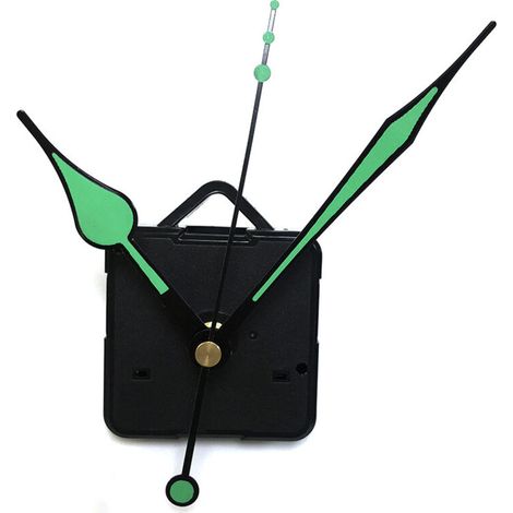 Uhrwerk, Mechanismus für leise Uhren, Ersatz-Uhrwerk-Kits, DIY-Wanduhrwerk-Mechanismus-Teile mit 3 fluoreszierenden Zeigern ohne Batterie (Schwarz) (1/5)