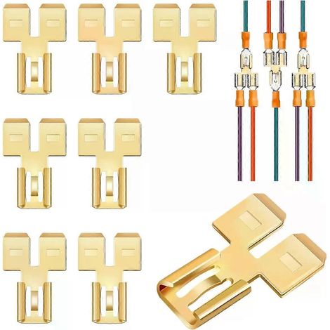 Lot de 8 connecteurs à fourche doubles à déconnexion rapide pour câbles électriques bidirectionnels, adaptateurs de bornes non isolés mâles simples (1/4)
